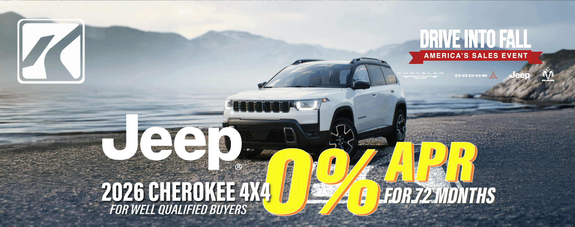 Image representing 0% APR for 72 months on Jeep Cherokee