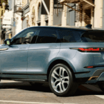 A 2021 Range Rover Evoque driving in a city