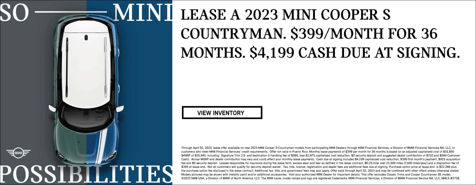 2023 MINI with blue and green color.