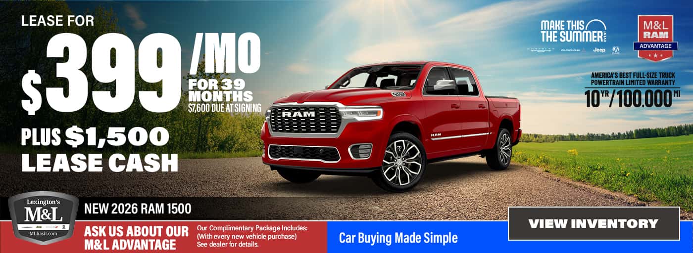Lease a New 2026 Ram 1500 for $399 a Month for 36 Months + $1,500 Lease Cash