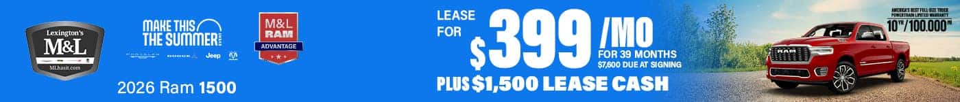 Lease a New 2026 Ram 1500 Big Horn for $399 a Month for 39 Months + $1500 Lease Cash