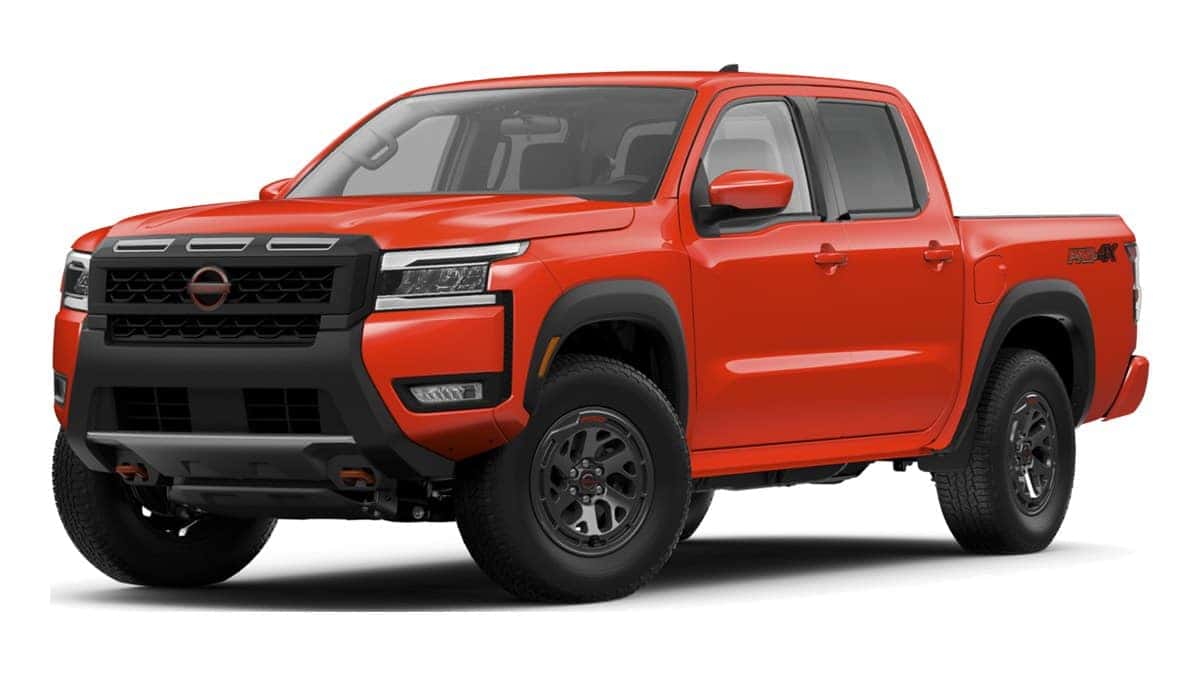 2026 Nissan Frontier PRO-4X crew cab, front three-quarter view