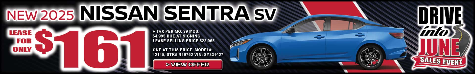 Lease Offer 2025 Nissan Sentra SV