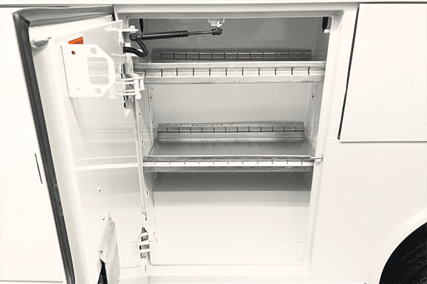 Ford Transit electrician upfit shelving and storage detail