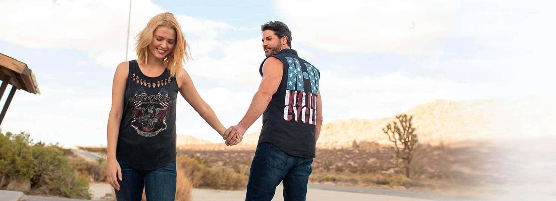Motor clothes couple wearing Harley-Davidson apparel