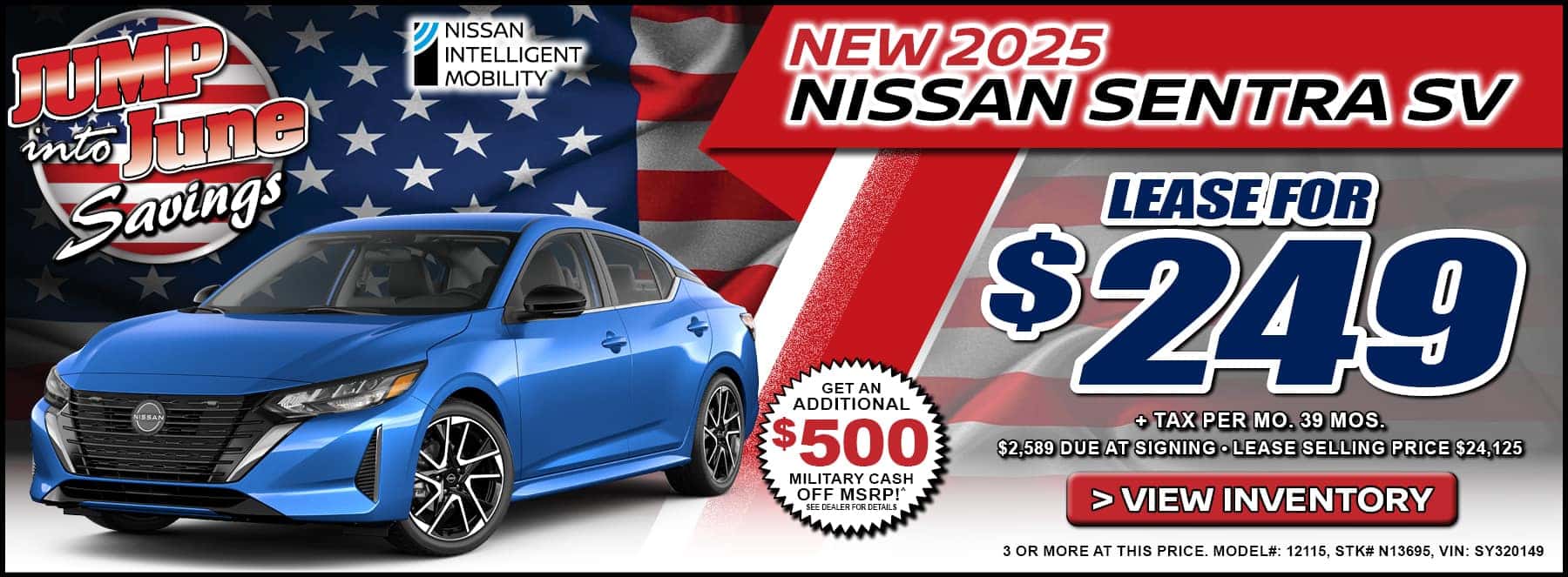 New 2025 Nissan Sentra SV Lease Offer