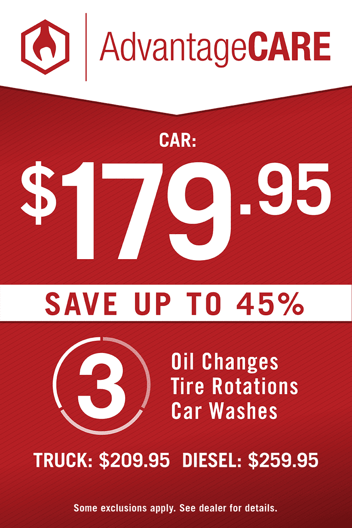 AdvantageCARE. Car: $179.95. Save up to 45% on 3 oil changes, tire rotations, and car washes