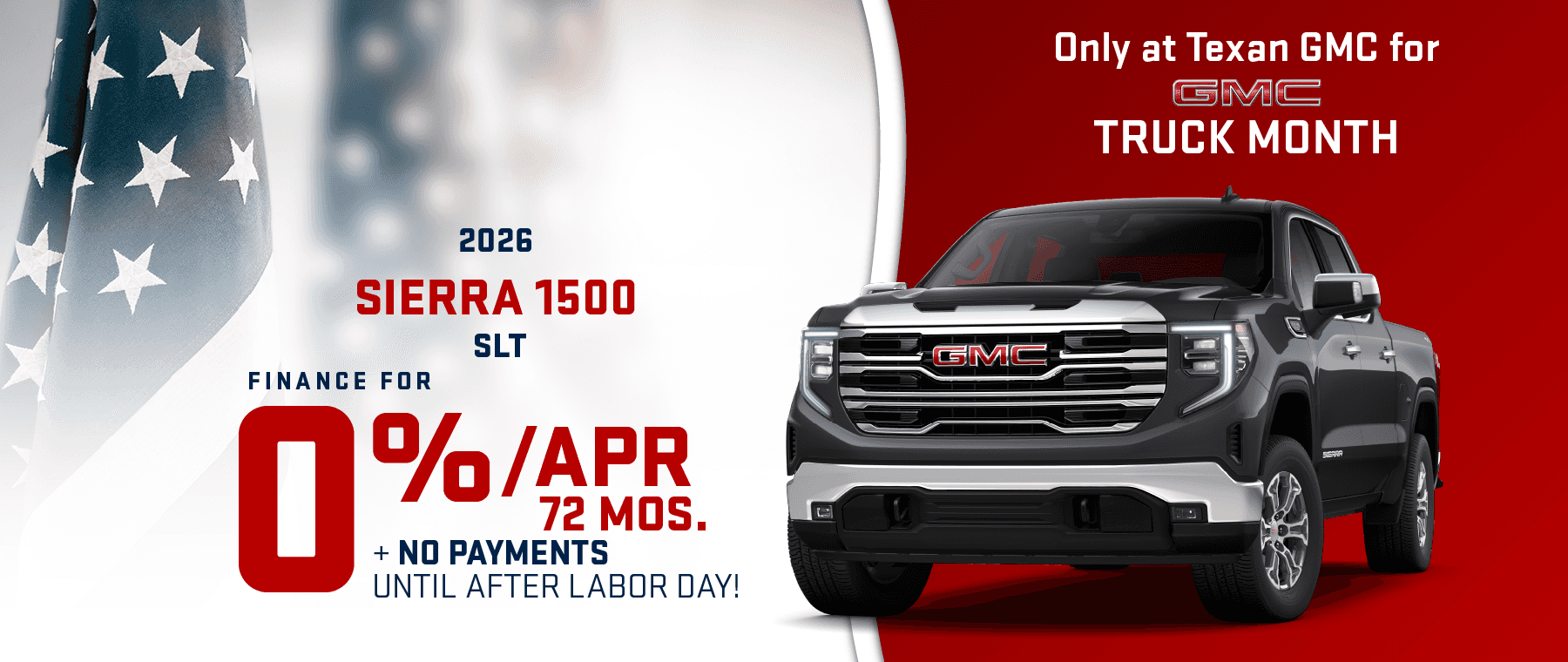 2026 Sierra 1500 SLT : Buy at 0% APR for 72 Months