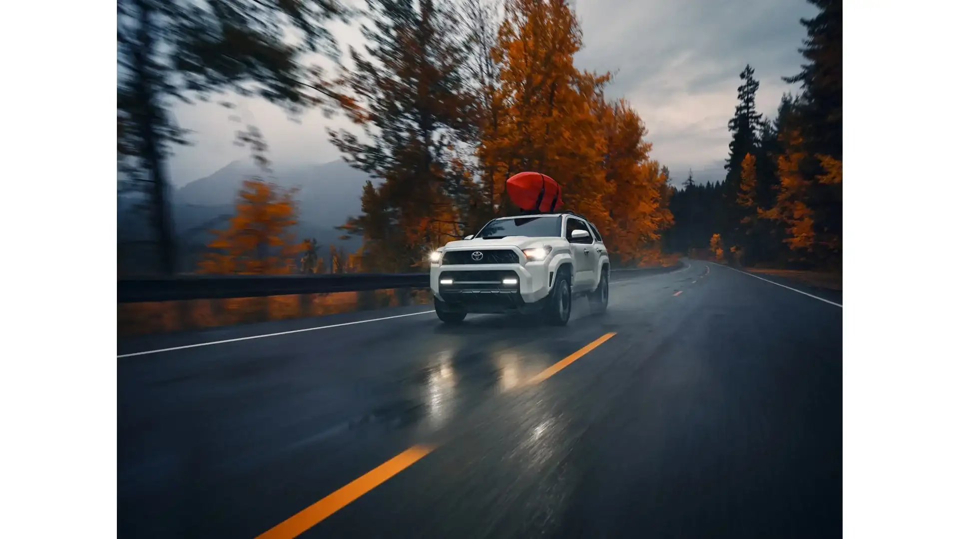 Toyota 4Runner TRD Sport Premium on a wet road, current generation with the i-FORCE turbo four