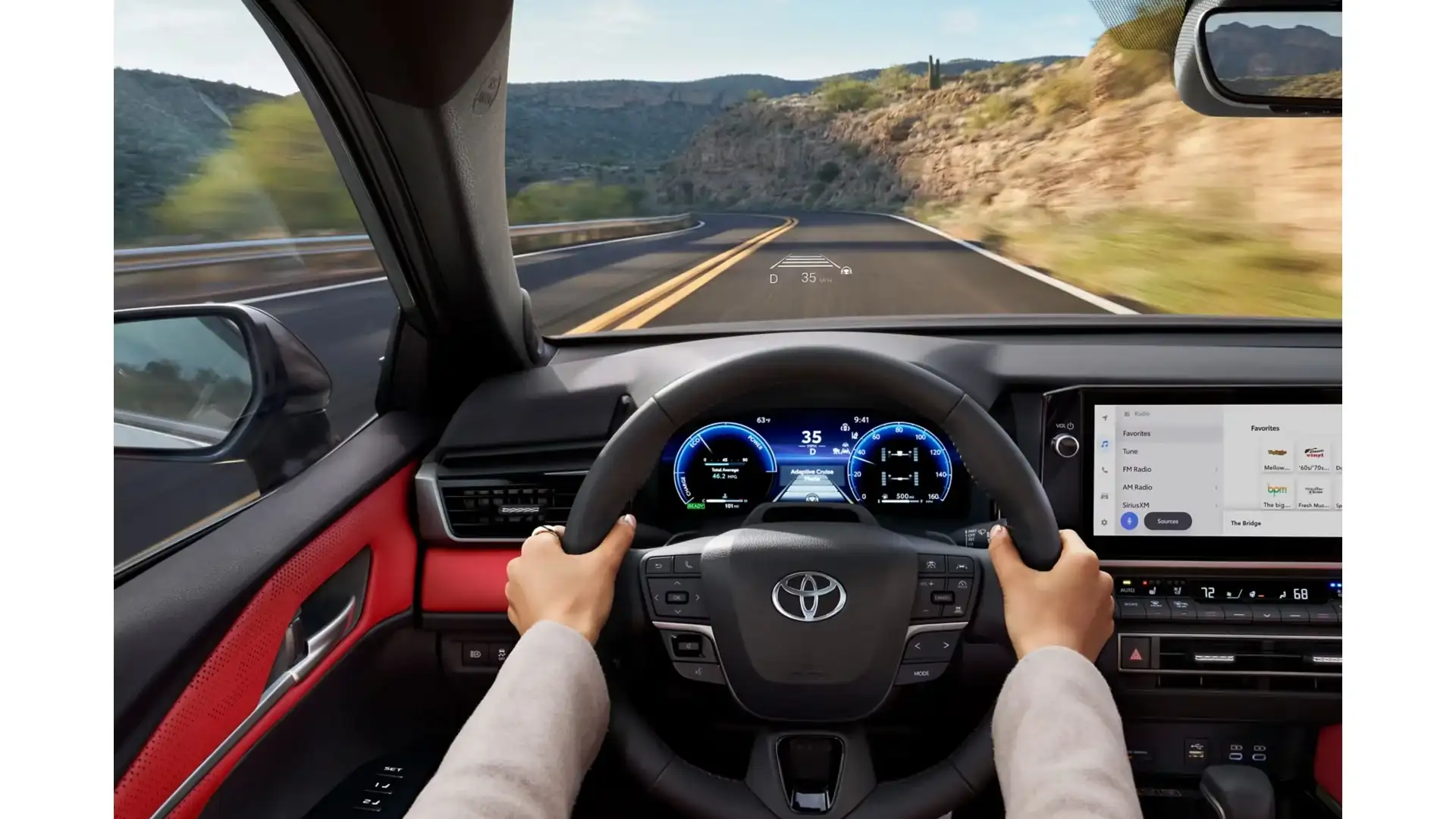 2026 Toyota Camry interior with 12.3-inch touchscreen for long interstate commutes