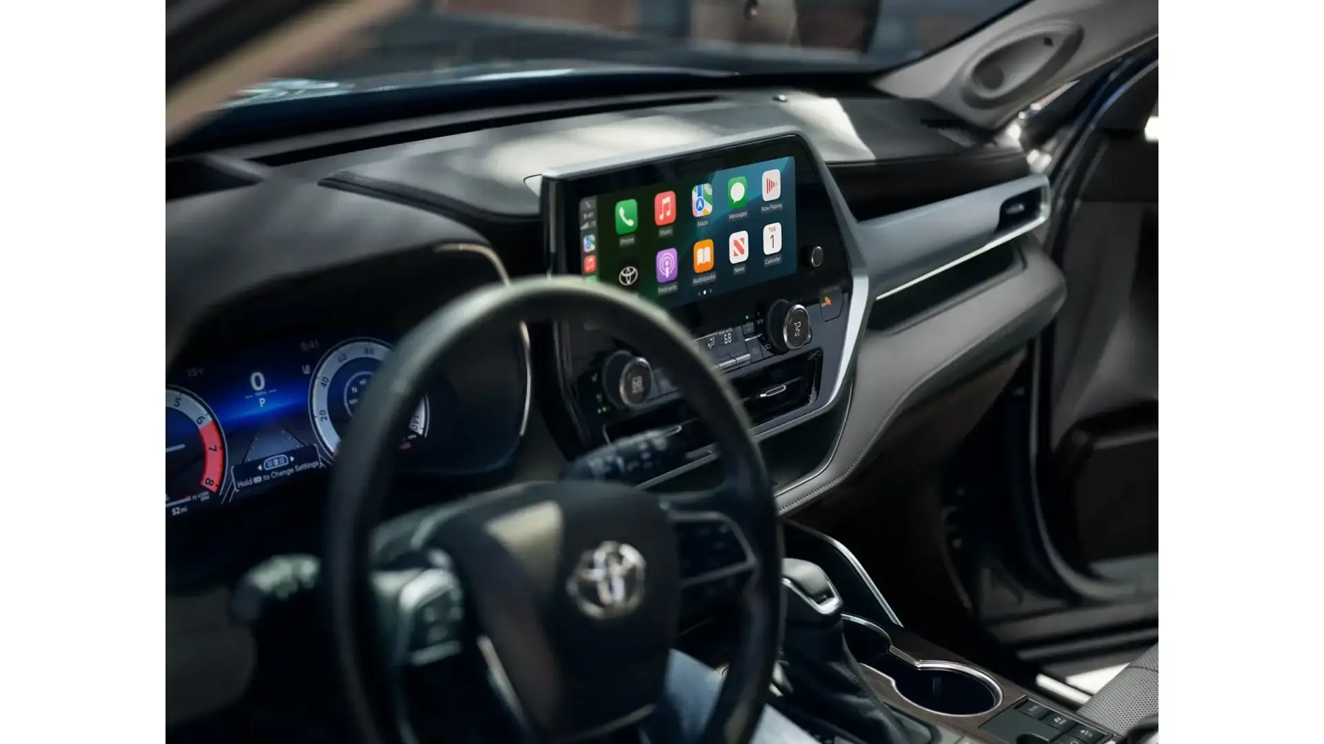 2026 Toyota Highlander Platinum interior with dual 12.3-inch displays