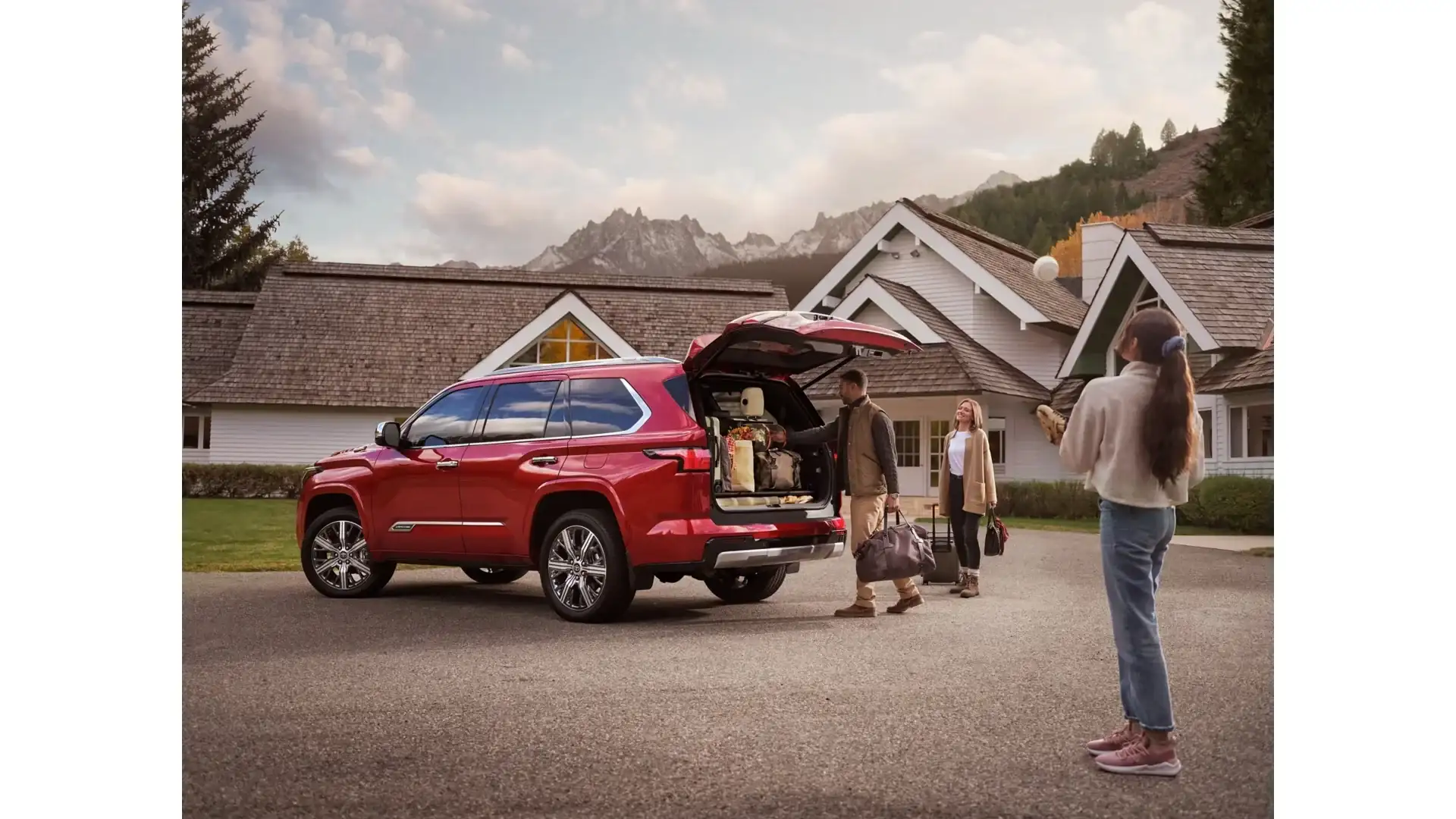2026 Toyota Sequoia Capstone with the tailgate open and a family loading up