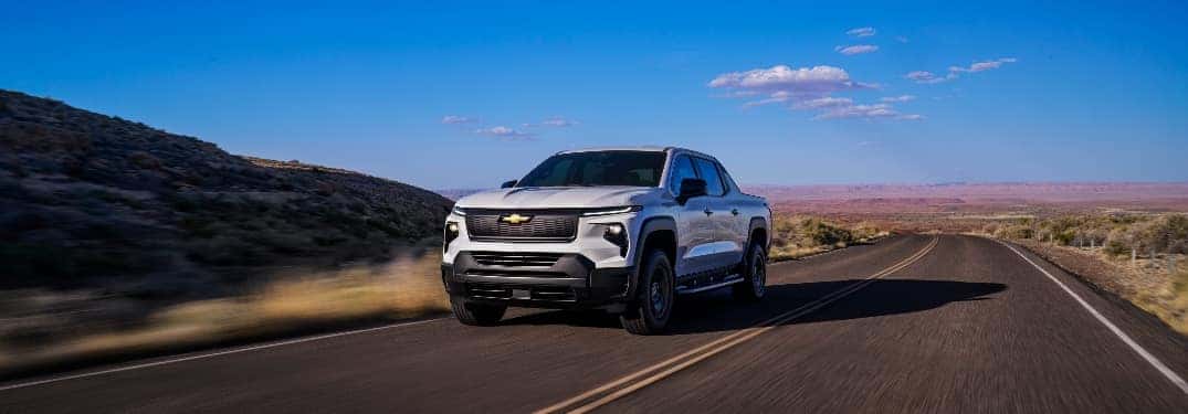 Front Diagonal View of 2024 Chevrolet-Silverado EV WT