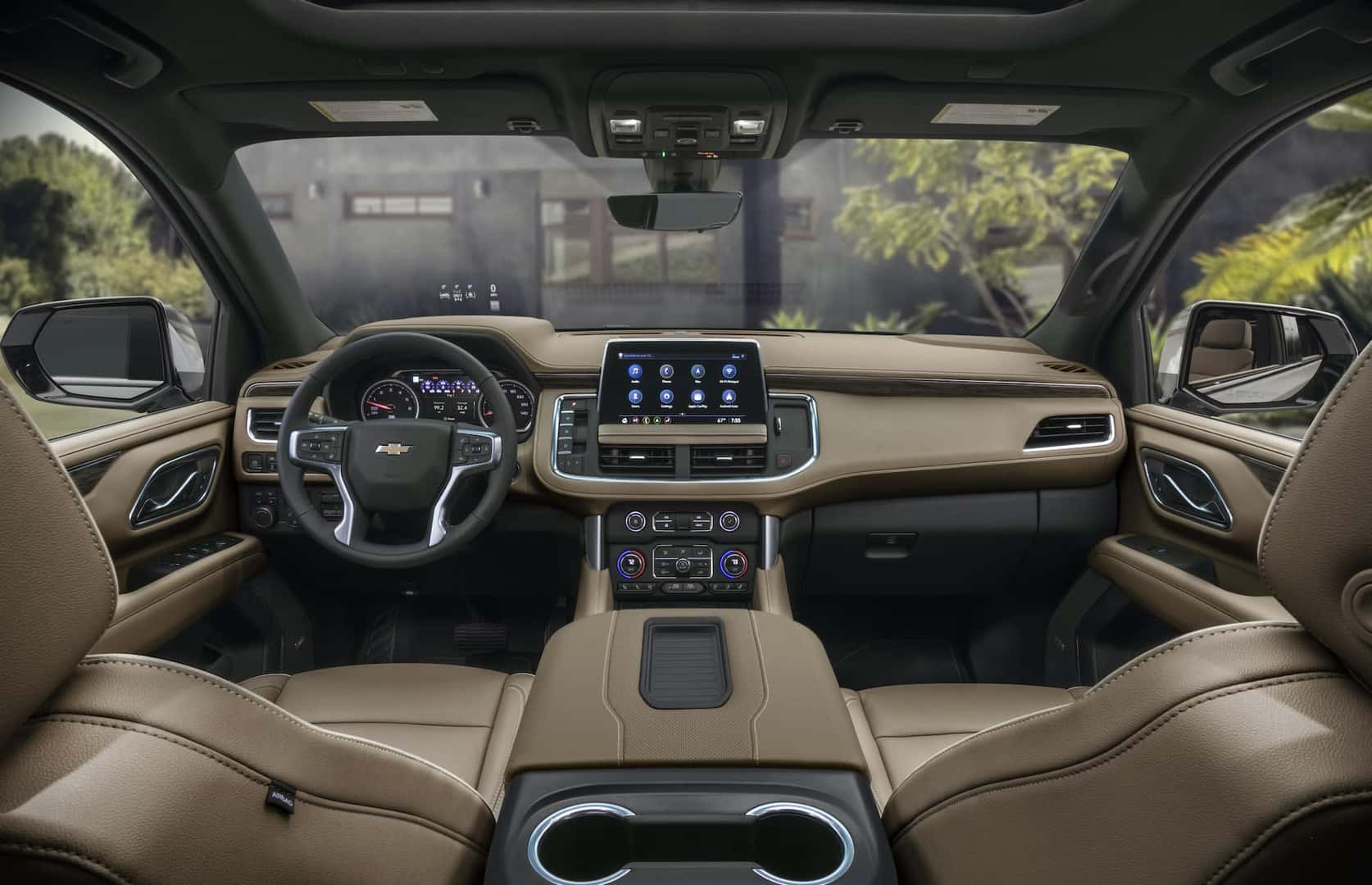 New Chevrolet Suburban tan Interior Dash to see visibility out of windshield