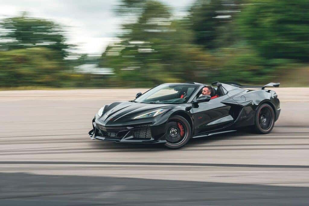 Chevrolet Corvette Z06 Drifting in an Empty Lot Front 3/4 View