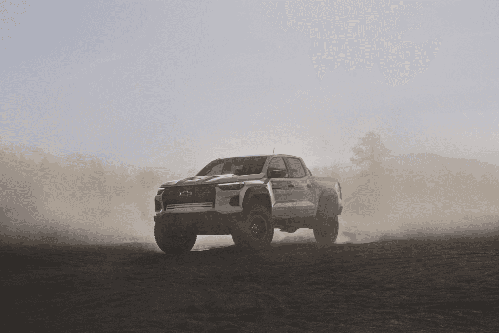 Chevrolet Colorado ZR2 Bison Parked Front 3/4 View in a Dusty Lot