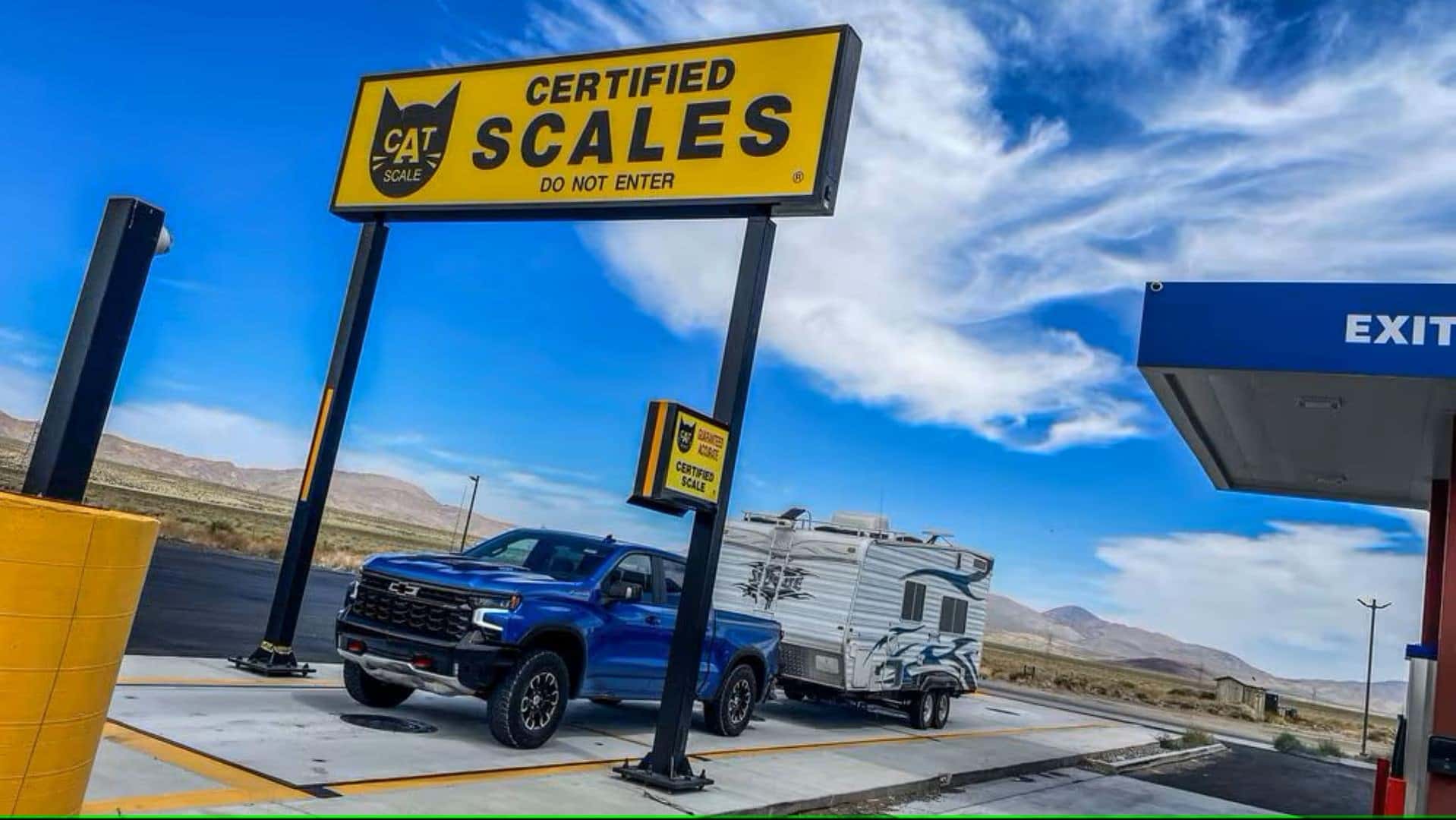 A Chevy Silverado 1500 ZR2 Duramax Getting Itself And Its Trailer Weighed For Safety Reasons