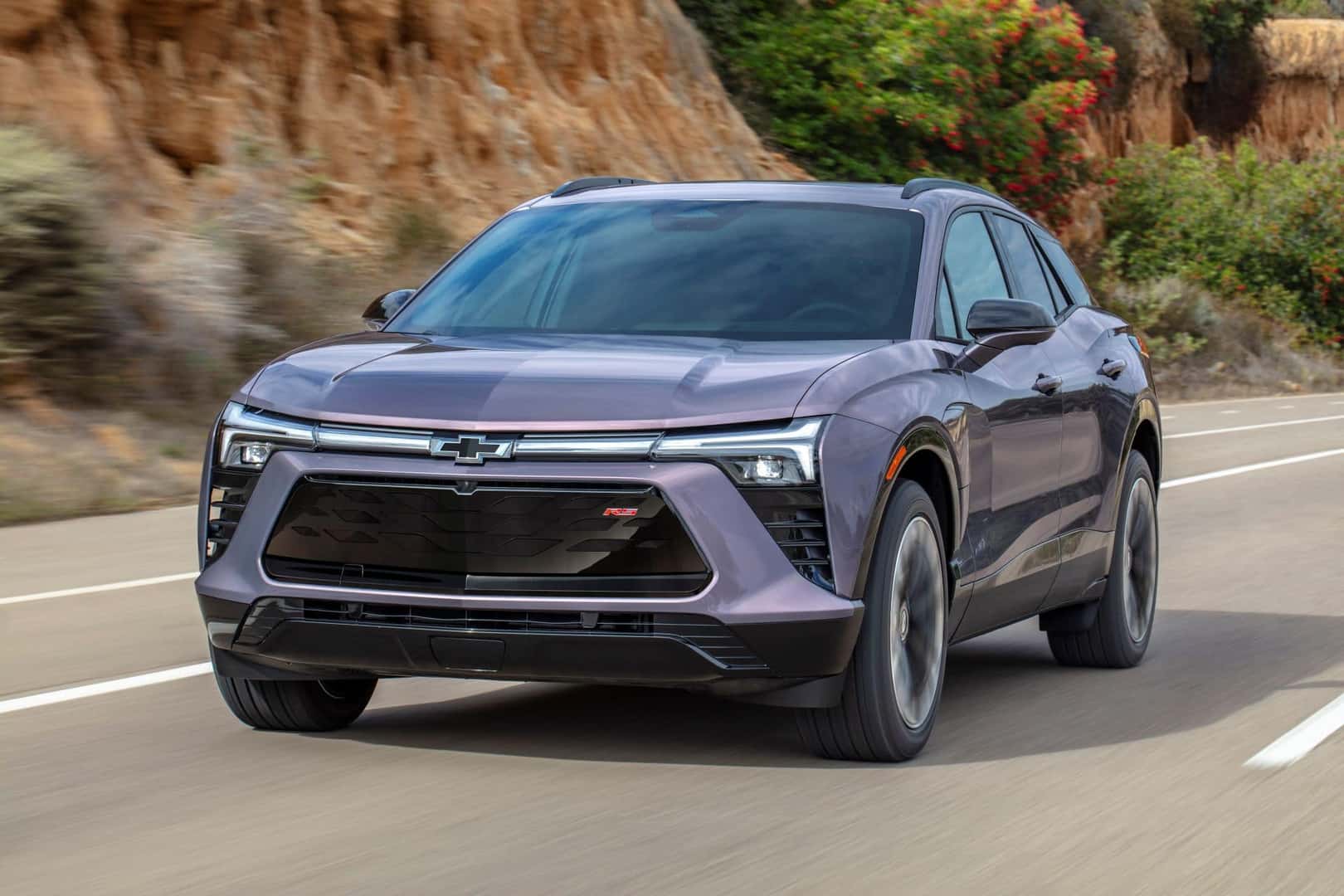 The Mineral-Grey 2024 Chevrolet Blazer EV, Riding Along A Beautiful Highway