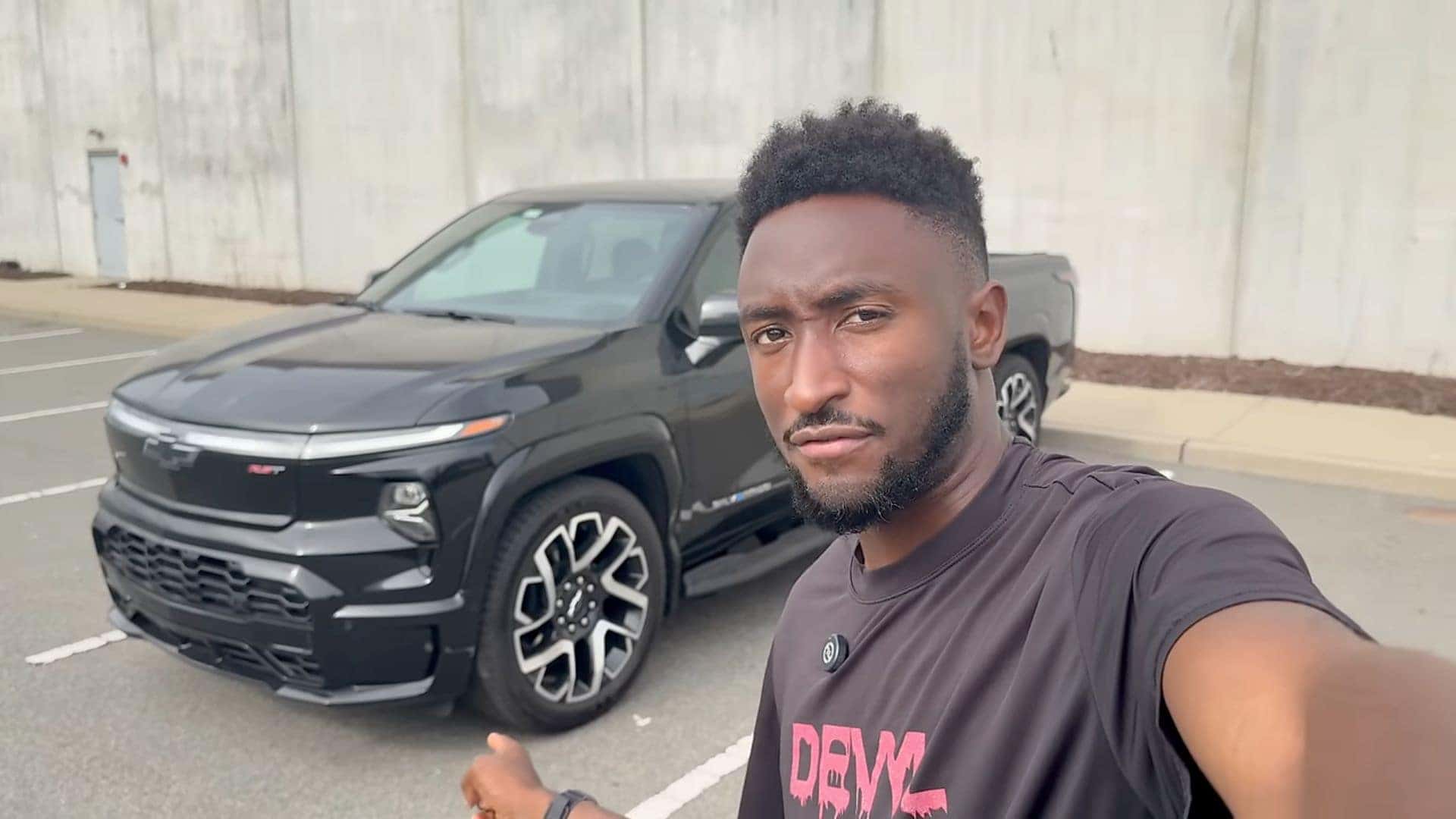 The Renowned Tech Influencer Marques Brown Lee, Reviewing The Chevy Silverado EV Pickup Truck
