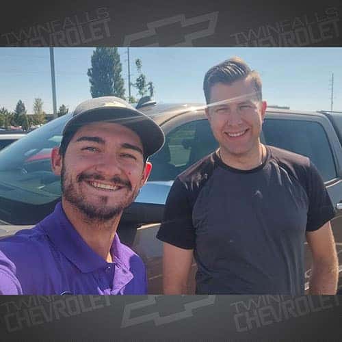Canon from Mountain Home, Idaho with his Brownstone Metallic 2014 Chevy Silverado 1500 LTZ along with Product Specialist Antonio 'Tony' Hernandez at Twin Falls Chevrolet - the Magic Valley's #1 Chevy Dealer, located in Twin Falls, Idaho.