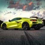 2024 Chevrolet Corvette Z06 yellow driver side and rear view