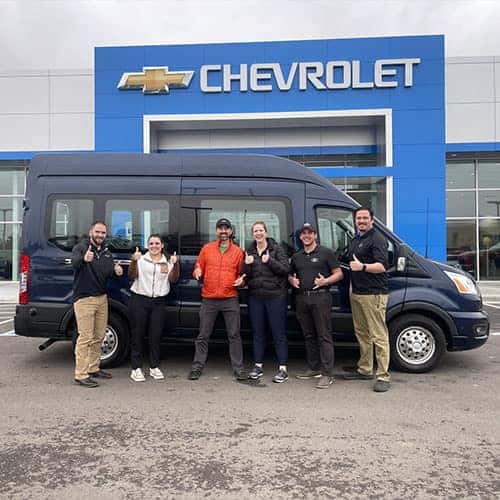 Tanner & Family made the trip from Farmington, Utah to work with Travis to find their Blue Jeans Metallic 2020 Ford Transit 350 XLT AWD.