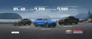 For well-qualified buyers 0% APR for 60 months. Plus, current eligible Costco Members get up to $1,250 Member-Only Incentive toward the purchase of a 2024 Blazer EV, Equinox EV or Silverado EV. Plus, Blazer EV, Equinox EV, or Silverado EV may be eligible for up to $7,500 Clean Vehicle Federal Tax Credit. New EV purchases qualify for a federal tax credit of up to $7,500 for eligible buyers, which can be applied toward the vehicle price at the time of sale by qualified and participating dealers.
