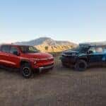 Two 2025 Chevrolet Silverado EV ZR2 Racing Trucks