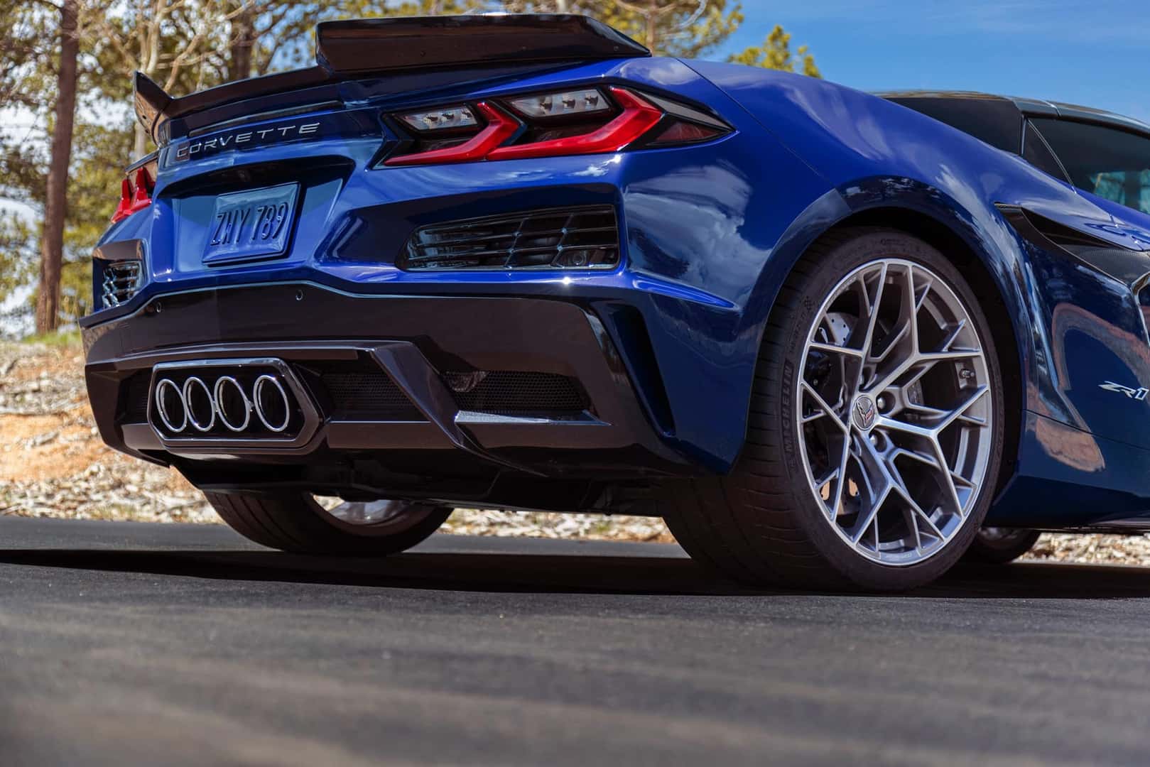 Rear View of Rapid Blue Metallic Chevrolet Corvette ZR1