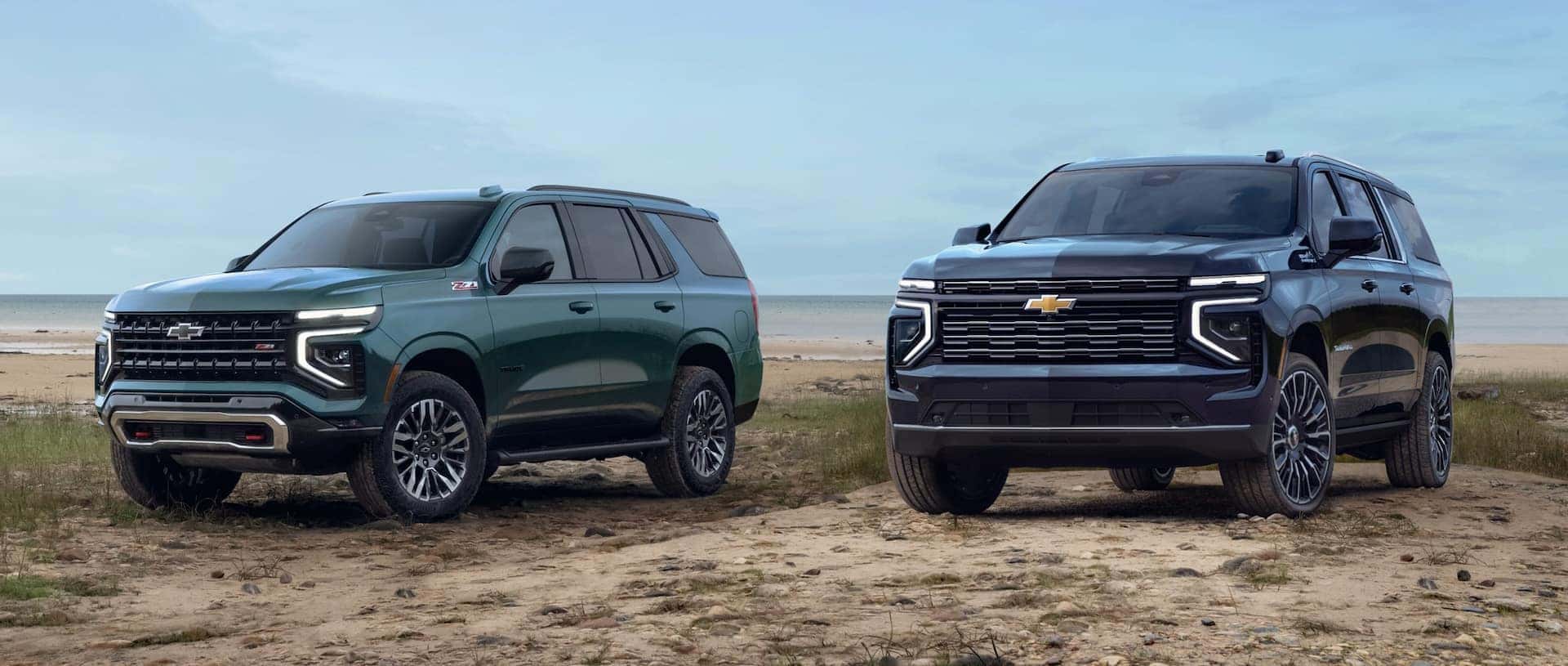 2025 Chevrolet Tahoe and Suburban SUVs Parked Side by Side