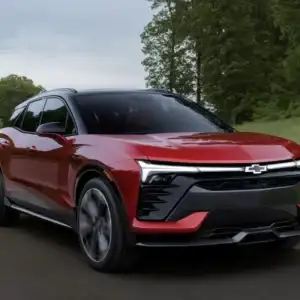 2026 Chevrolet Blazer EV SS Radiant Red Tintcoat in motion