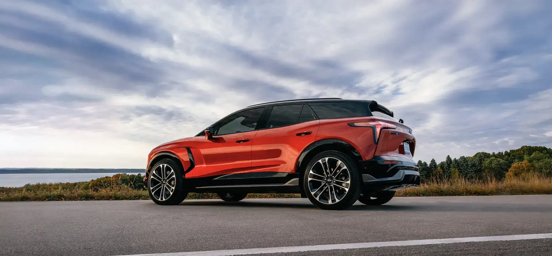 2026 Chevrolet Blazer EV SS Radiant Red Tintcoat side view