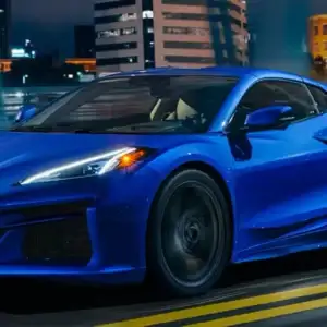 2026 Chevrolet Corvette E-Ray In Motion Crossing Bridge