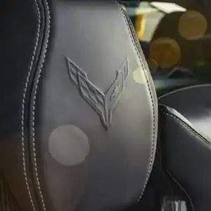 2026 Corvette ZR1 Front Seats with Crossed Flags Logo