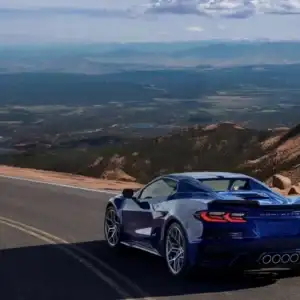 2026 Corvette ZR1 Rear View in the Mountains