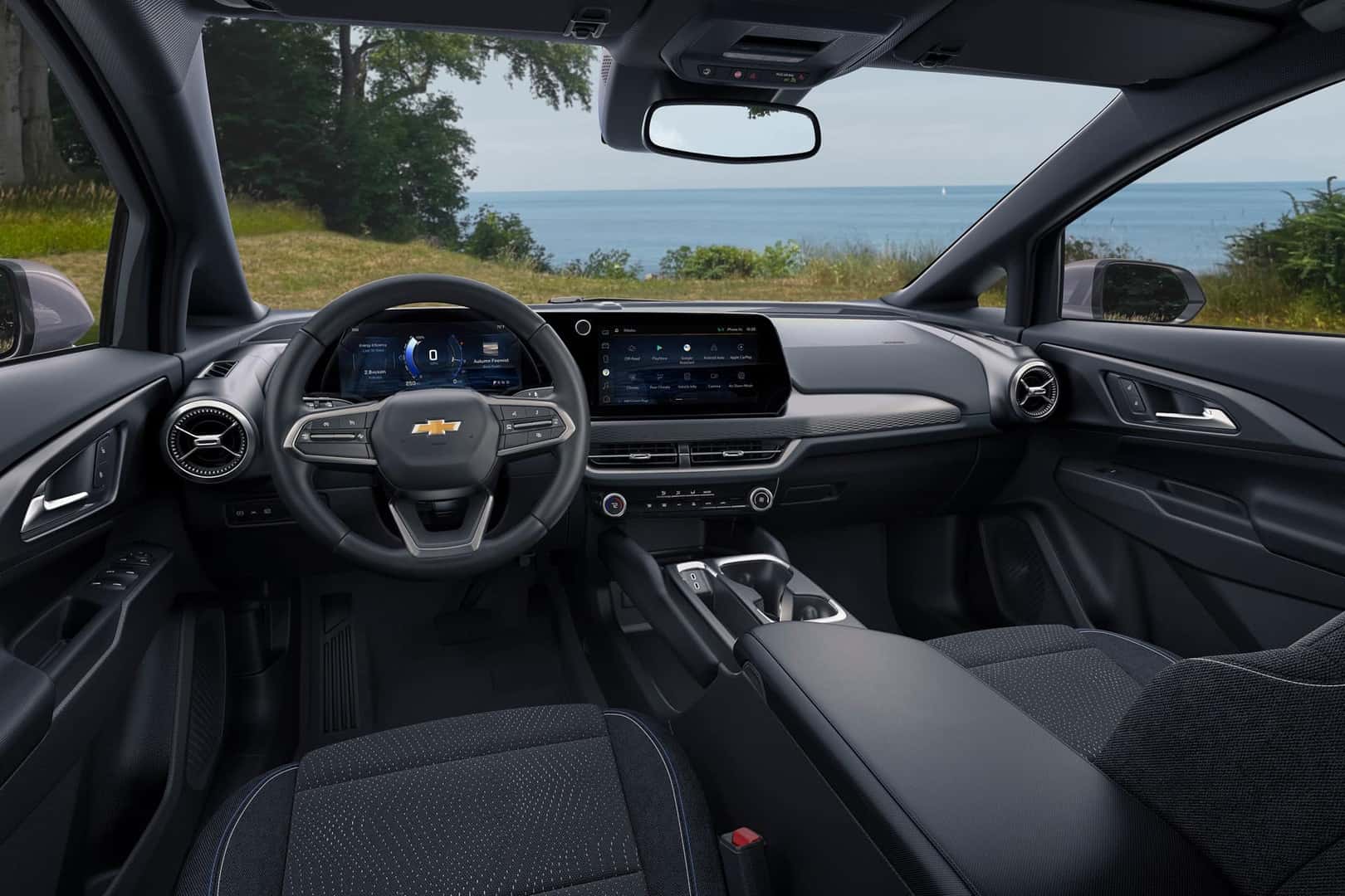The Comfortable And Hight-Tech Front Interior Of The Sleek 2026 Chevrolet Equinox EV